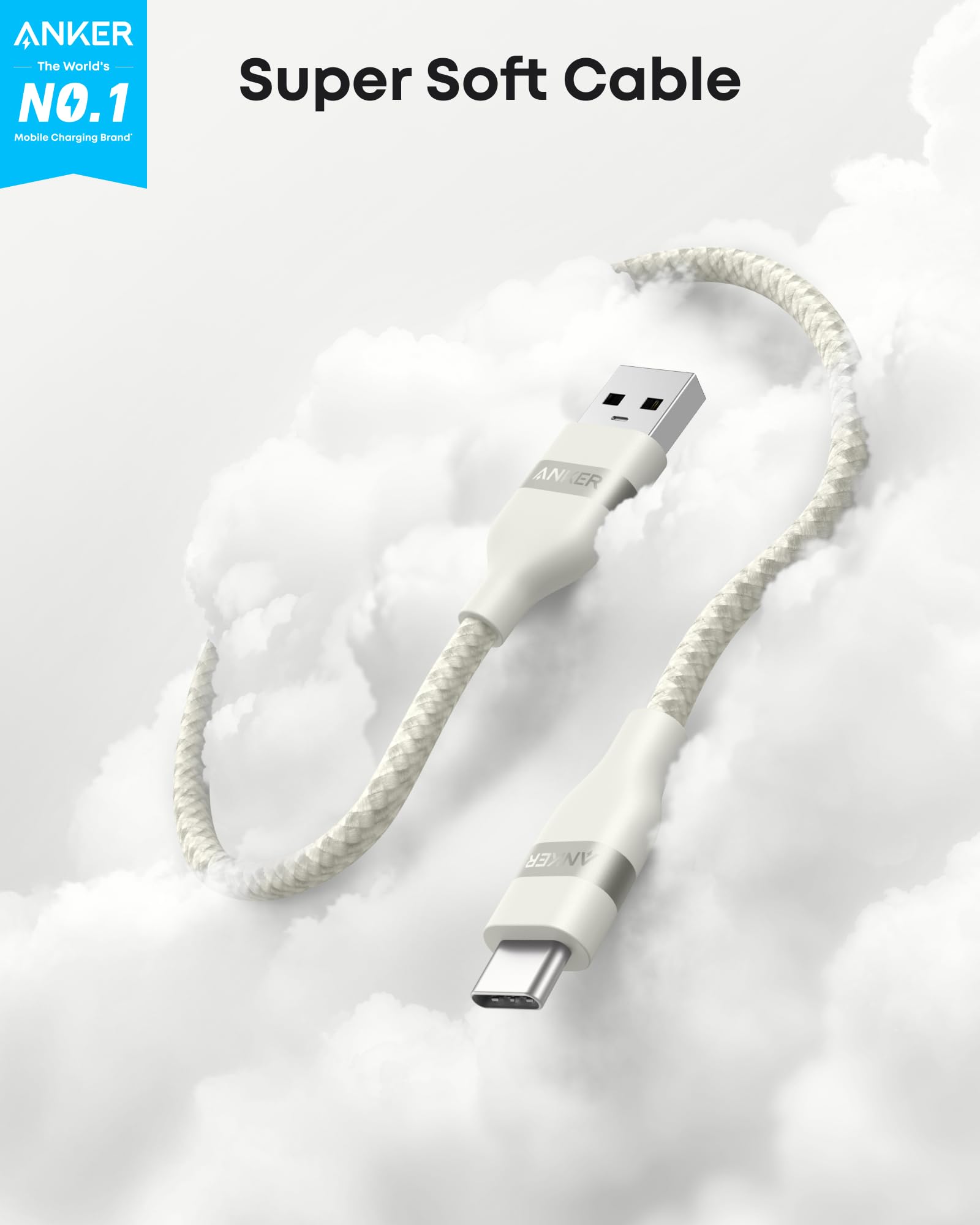 Anker USB-A to USB-C Cable – Upcycled Braided, 10-Year Durability (3ft / 6ft)